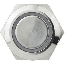 TYJ 19-271 Кнопка металлическая плоская с подсветкой, 1NO+1NC, зеленая 24V.