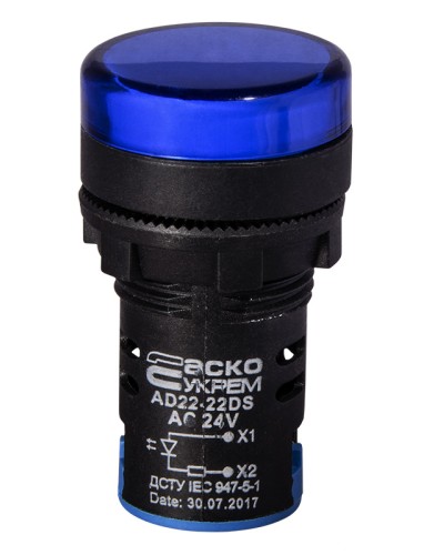 Сигнальная арматура AD22-22DS синяя 24V АC/DC