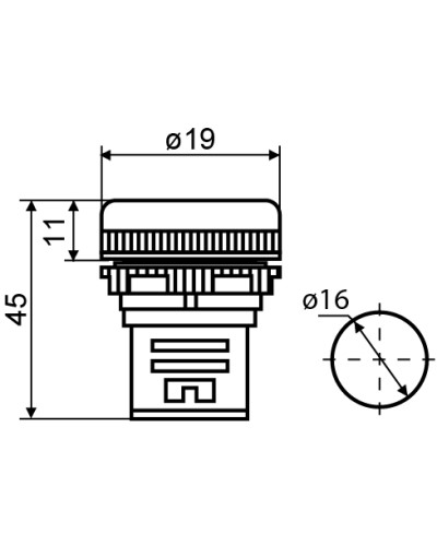 Сигнальная арматура AD16-16DS желтая 24V АC/DC