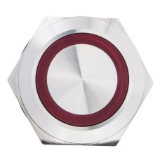 TYJ 19-272 Кнопка металлическая плоская с подсветкой, 2NO+2NC, красная 220V.