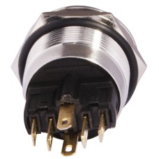 TYJ 22-271 Кнопка металлическая плоская с подсветкой, 1NO+1NC, желтая 220V.