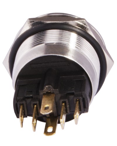 TYJ 22-271 Кнопка металева пласка з підсвічуванням, 1NO+1NC, жовта 220V.