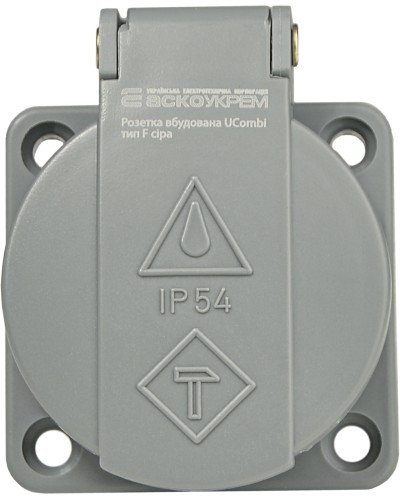 Розетка вбудована тип F серії UCombi 3P 16A IP 54 сіра