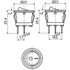 KCD1-5-101 WH/WH Переключатель 1 клав. круглый белый