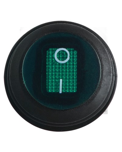 KCD1-8-101NW GR/B 220V Переключатель 1 клав.круглый влагоз. зеленый с подсветкой