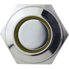 TYJ 16-261 Кнопка металлическая плоская с подсветкой, 1NO+1NC, желтая 220V.