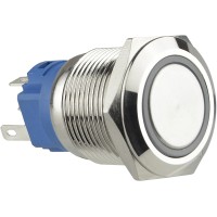 TYJ 19-271 Кнопка металева пласка з підсвічуванням, 1NO+1NC, зелена 24V.