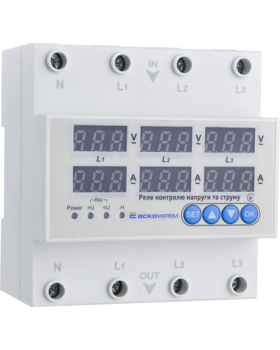 Реле контроля напряжения и тока RKV 4P 63A