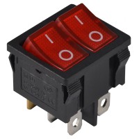 KCD1-6-2101N R/B 220V Переключатель 2 клав. красный с подсветкой