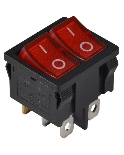 KCD1-6-2101N R/B 220V Переключатель 2 клав. красный с подсветкой