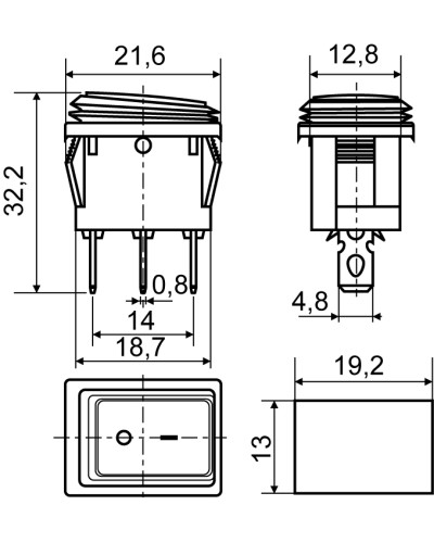 KCD1-2-101NW GR/B 220V Переключатель 1 клав. влагоза. зеленый с подсветкой