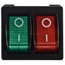 KCD1-6-2101N GR+R/B 220V Переключатель 2 клав. зеленый+красный с подсветкой