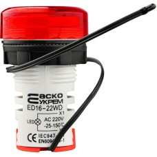Круглый цифровой измеритель температуры ED16-22WD -25С – 150С (красный)
