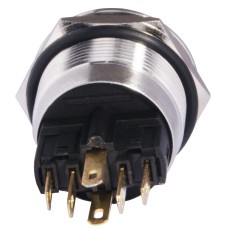 TYJ 22-271 Кнопка металлическая плоская с подсветкой, 1NO+1NC, желтая 24V.