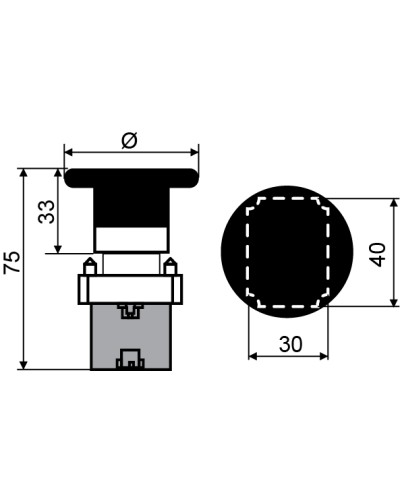 XB2-BR42 Кнопка "грибок" (d 60 мм) "Стоп" красная