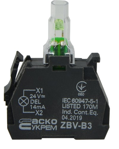 ZBV-B3 Блок для подсветки. зеленый. 24В для кнопок TB5