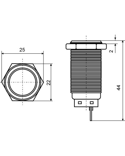 TY 19-211A Scr Кнопка металева пласка, (гвинтове з'єднання), 1NO.