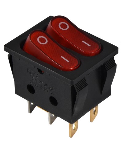 KCD2-5-2101N R/B 220V Переключатель 2 клав. красный с подсветкой