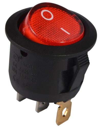 KCD1-5-101N R/B 220V Переключатель 1 клав. круглый красный с подсветкой