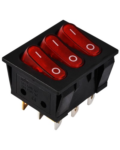 KCD2-3101N R/B 220V Переключатель 3 клав. красный с подсветкой