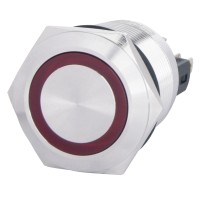 TYJ 22-271 Кнопка металлическая плоская с подсветкой, 1NO+1NC, красная 24V.