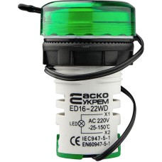 Круглый цифровой измеритель температуры ED16-22WD -25С – 150С (зеленый)