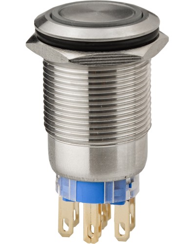 TYJ 19-272 Кнопка металева пласка з підсвічуванням, 2NO+2NC, зелена 12V.