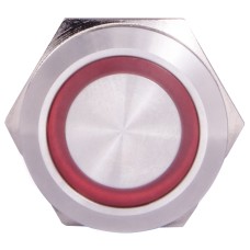 TYJ 22-271 Кнопка металлическая плоская с подсветкой, 1NO+1NC, красная 220V.