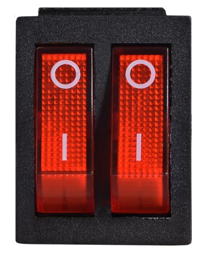 KCD2-2101N R/B 220V Переключатель 2 клав. красный с подсветкой