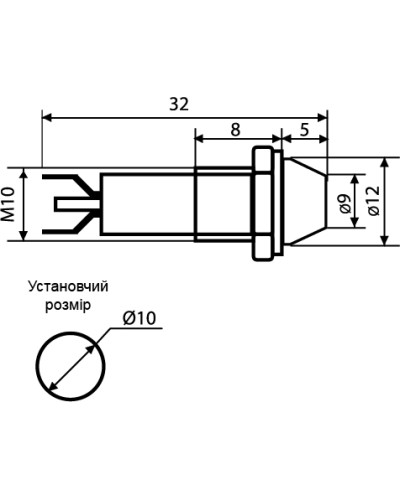 Сигнальна арматура AD22C-10 біла 24V AC/DC