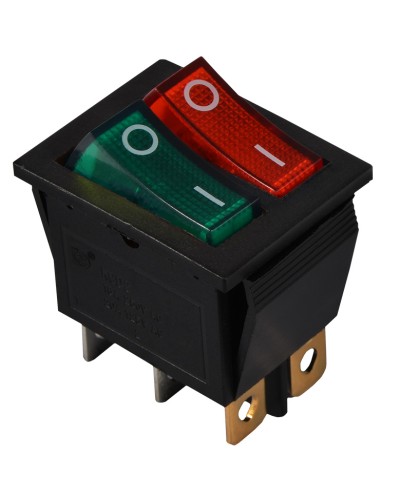 KCD2-2101N GR+R/B 220V Переключатель 2 клав. зеленый+красный с подсветкой