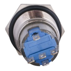 TYJ 19-271 Кнопка металлическая плоская с подсветкой, 1NO+1NC, синяя 24V.