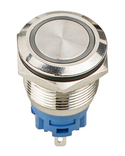 TYJ 19-271 Кнопка металева пласка з підсвічуванням, 1NO+1NC, червона 12V.