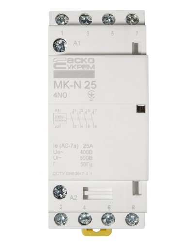 Модульный контактор MK-N 4P 25A 4NO 220V