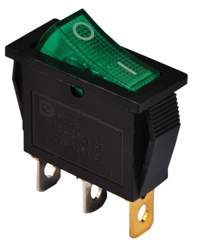 KCD3-101N GR/B 220V Переключатель 1 клав. зеленый с подсветкой