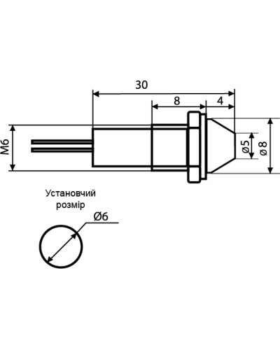 Сигнальна арматура AD22C-6 біла 24V AC/DC