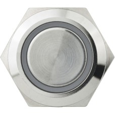 TYJ 19-271 Кнопка металлическая плоская с подсветкой, 1NO+1NC, красная 220V.