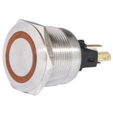 TYJ 22-271 Кнопка металева пласка з підсвічуванням, 1NO+1NC, жовта 24V.