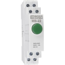 Модульная кнопка без фиксации 2NO+2NC 230V АС МВ-22 зеленая