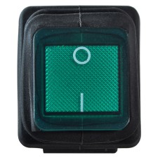 KCD2-201NW GR/B 220V Переключатель 1 клав. влагоза. зеленый с подсветкой