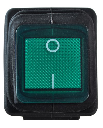 KCD2-201NW GR/B 220V Переключатель 1 клав. влагоза. зеленый с подсветкой