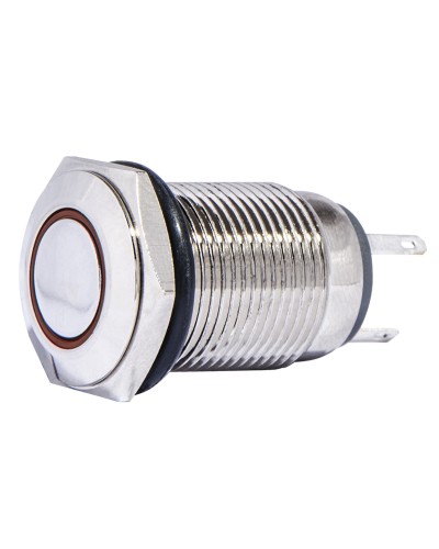 TYJ 16-261 Кнопка металева пласка з підсвічуванням, 1NO+1NC, червона 220V.