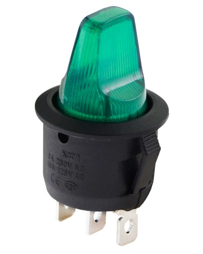 KCD1-5-101NH GR/B 220V Переключатель 1 клав. высокий зеленый с подсветкой