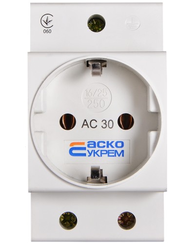 Розетка з заземленням AC30 2Р+РЕ