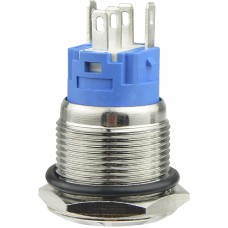 TYJ 19-271 Кнопка металлическая плоская с подсветкой, 1NO+1NC, зеленая 24V.