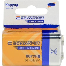 Батарейка щелочная Корунд.6LR61.SC1 (shrink card 1)