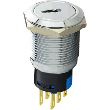 TY 19C-K11/3 Кнопка металлическая с ключом 3-х позиционная 2NO+2NC.