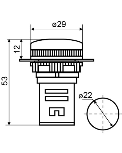 Сигнальна арматура AD22-22DS біла 12V АC/DC