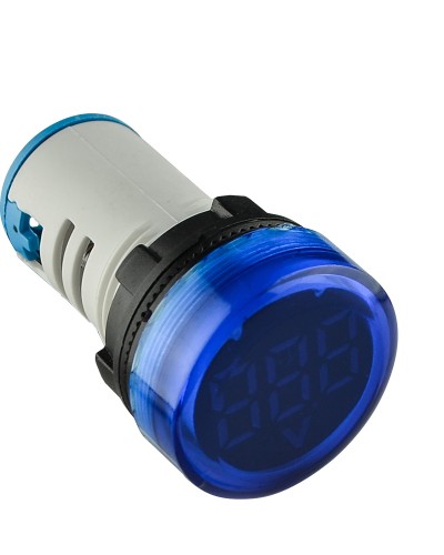 Круглый цифровой измеритель напряжения ED16-22VD 30-500В АС (синий)