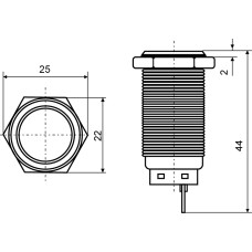 TY 19-211P Pcb Кнопка металлическая плоская, (соединение под пайку), 1NO.